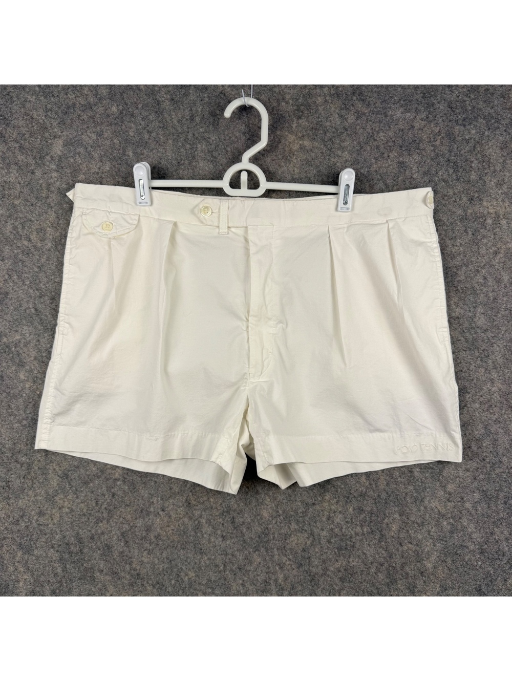 Vintage Polo Sport Ralph Lauren Pleated Tennis Shorts White Size 42 3.5” 934